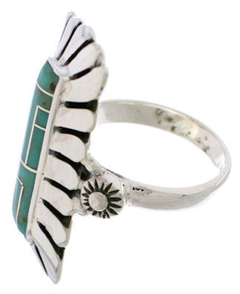 Southwest Turquoise Inlay Ring Size 6-1/4 EX42909