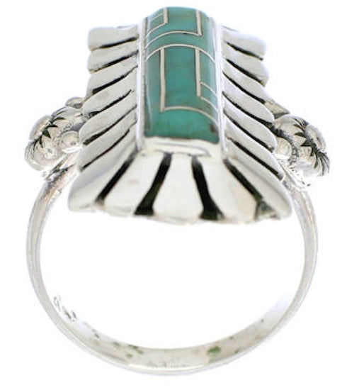 Southwest Turquoise Inlay Ring Size 6-1/4 EX42909