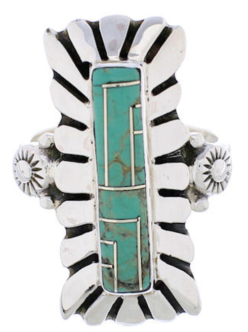 Sterling Silver And Turquoise Ring Size 8-1/4 EX42991