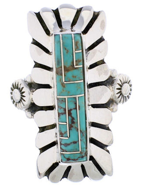 Southwest Turquoise Silver Ring Size 4-3/4 EX42994