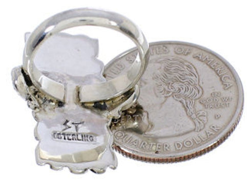 Sterling Silver Turquoise Inlay Ring Size 7-1/2 EX42993