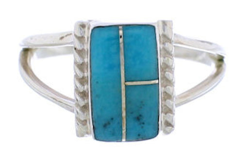 Turquoise Southwestern Silver Ring Size 5 EX43007