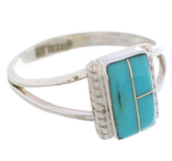 Southwestern Silver Turquoise Ring Size 5-1/2 EX43051