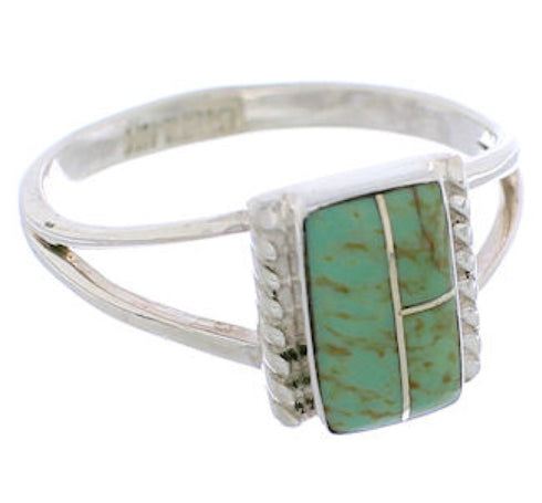 Genuine Sterling Silver Turquoise Ring Size 7-1/2 EX43145