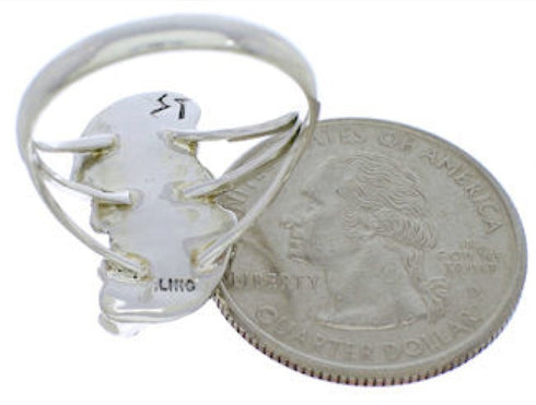 Southwest Silver And Turquoise Flower Ring Size 4-3/4 EX45270