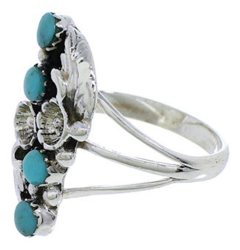 Turquoise And Silver Flower Southwest Ring Size 5-1/4 EX45281