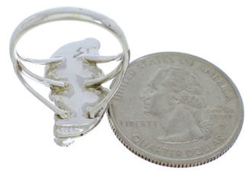 Turquoise Flower Southwestern Silver Ring Size 8-3/4 EX45292