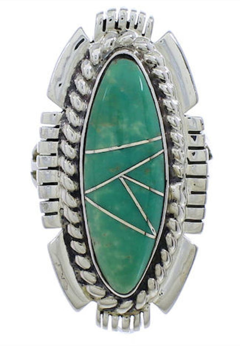 Silver Turquoise Inlay Ring Size 7 TX40676