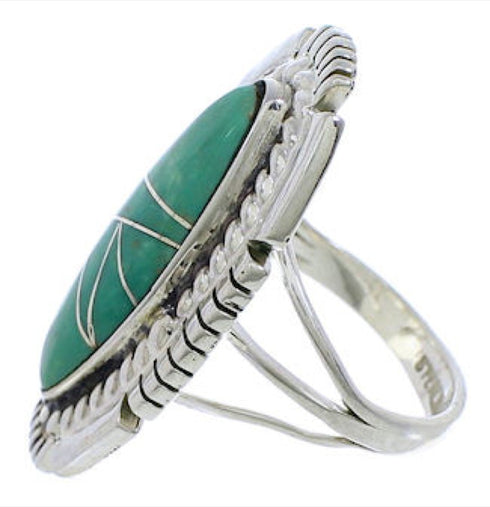 Silver Turquoise Inlay Ring Size 7 TX40676
