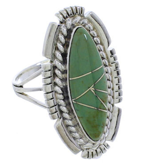Southwest Silver Turquoise Inlay Jewelry Ring Size 8-1/2 TX40677