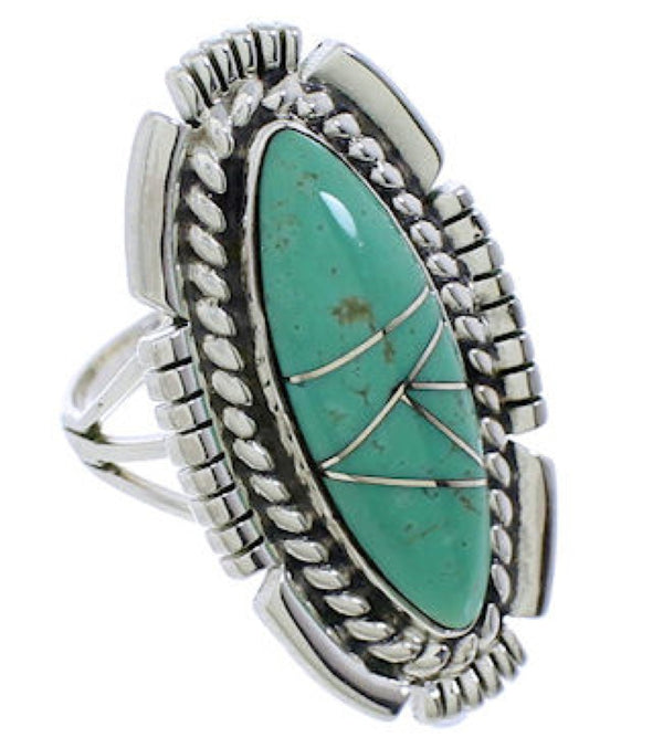 Sterling Silver Southwestern Jewelry Turquoise Ring Size 7-1/4 TX40699