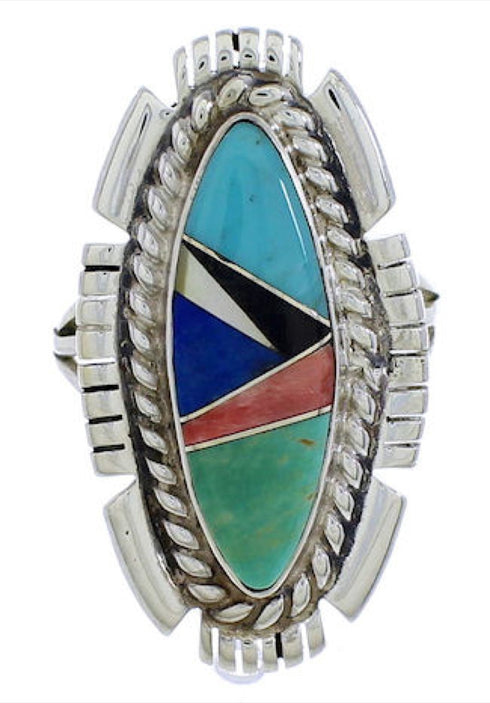 Multicolor Sterling Silver Jewelry Ring Size 5-1/4 TX40747