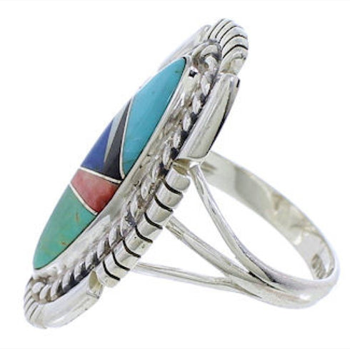 Multicolor Sterling Silver Jewelry Ring Size 5-1/4 TX40747