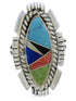 Southwestern Multicolor Sterling Silver Ring Size 8-1/4 TX40768