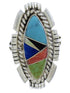 Southwest Multicolor Genuine Sterling Silver Ring Size 4-3/4 TX40769