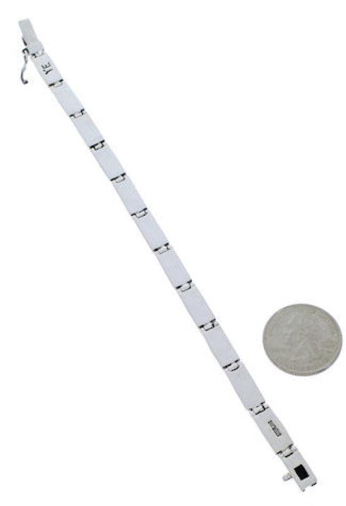 Multicolor Native American Village Design Silver Link Bracelet TX40783