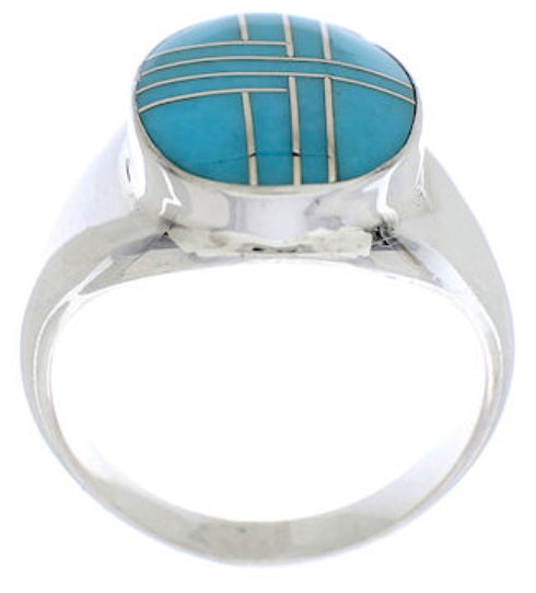 Turquoise Inlay Authentic Sterling Silver Ring Size 8-3/4 WX42002