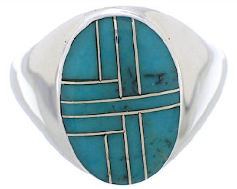 Genuine Sterling Silver Southwestern Turquoise Ring Size 8-3/4 WX42044