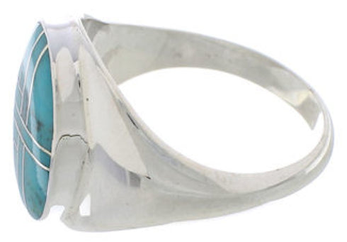 Genuine Sterling Silver Southwestern Turquoise Ring Size 8-3/4 WX42044