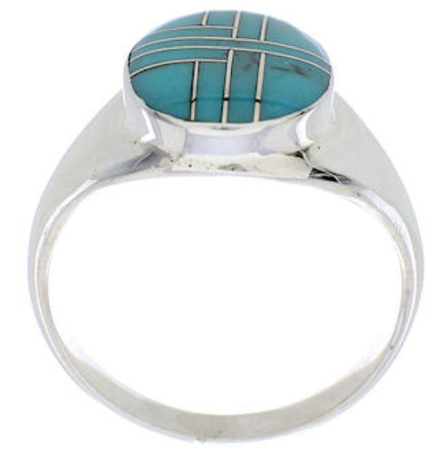 Genuine Sterling Silver Southwestern Turquoise Ring Size 8-3/4 WX42044