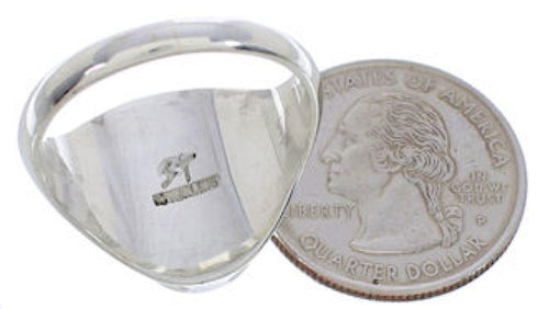 Genuine Sterling Silver Southwestern Turquoise Ring Size 8-3/4 WX42044