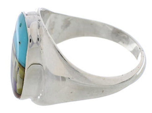 Silver Multicolor Villiage or Pueblo Design Ring Size 9-3/4 WX42320
