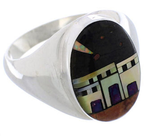 Native American Villiage Design Multicolor Ring Size 9-3/4 WX42363