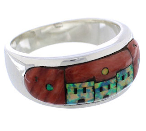 Native American Pueblo Design Multicolor Ring Size 12-1/4 TX42079
