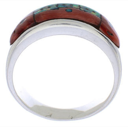 Native American Pueblo Design Multicolor Ring Size 9-1/2 TX42081