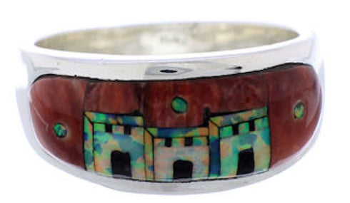 Southwest Pueblo Design Multicolor Ring Size 9-1/2 TX42082