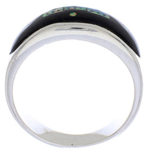 Black Jade Opal Native American Design Silver Ring Size 11-1/4 TX42098