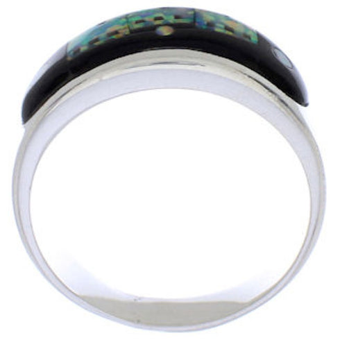 Native American Design Silver Black Jade Opal Ring Size 11-1/4 TX42113