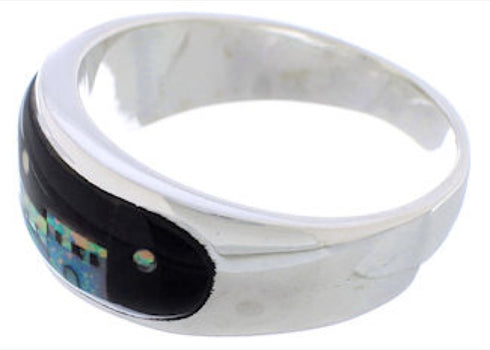 Silver Multicolor Native American Design Ring Size 9-1/2 TX42167