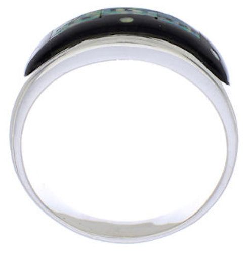 Silver Multicolor Native American Design Ring Size 12-1/2 TX42166