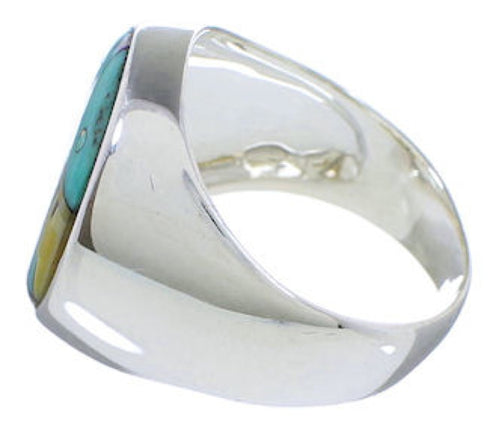 Native American Design Silver Multicolor Ring Size 9-1/2 TX42207