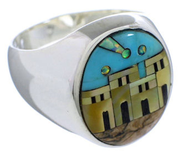 Native American Design Silver Multicolor Ring Size 10-1/4 TX42214