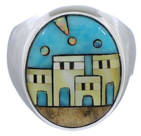 Southwest Native American Design Multicolor Ring Size 11-1/2 TX42225