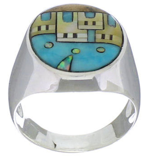 Southwest Native American Design Multicolor Ring Size 11-1/2 TX42225