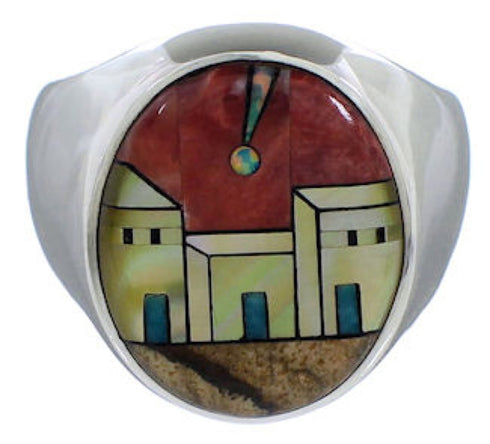 Native American Design Multicolor Silver Ring Size 12-1/4 TX42272
