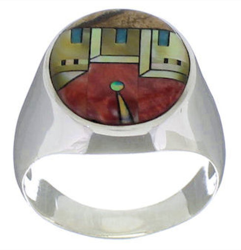 Native American Design Multicolor Silver Ring Size 12-1/4 TX42272