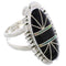 Southwestern Sterling Silver Jet Opal Inlay Ring Size 7-3/4 TX28659
