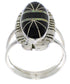 Southwestern Sterling Silver Jet Opal Jewelry Ring Size 7-1/4 TX28656
