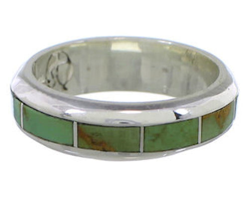 Turquoise Inlay Southwest Silver Ring Size 6-1/2 TX40091
