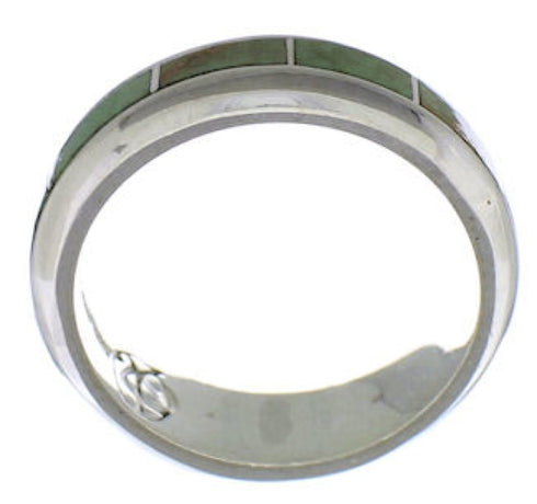 Turquoise Inlay Southwest Silver Ring Size 6-1/2 TX40091