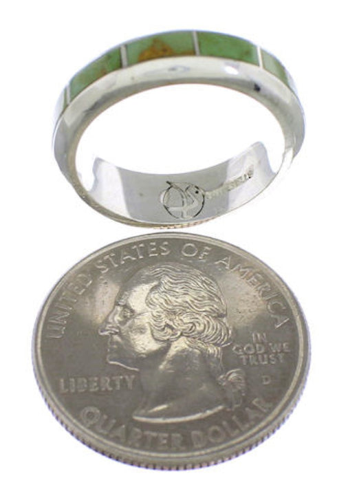 Turquoise Inlay Southwest Silver Ring Size 6-1/2 TX40091