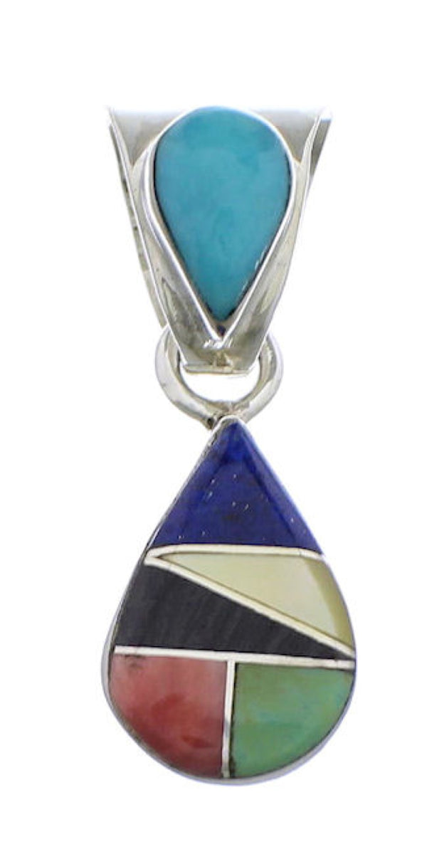 Multicolor And Genuine Sterling Silver Tear Drop Pendant PX28861