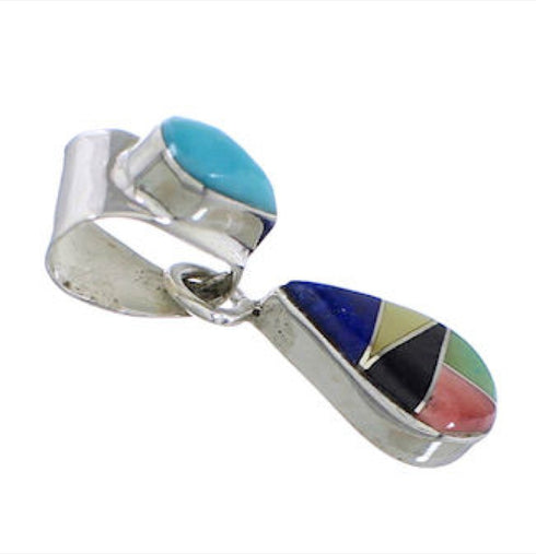 Multicolor And Genuine Sterling Silver Tear Drop Pendant PX28861
