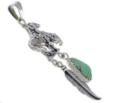 Turquoise Sterling Silver End Of The Trail Feather Pendant PX28873