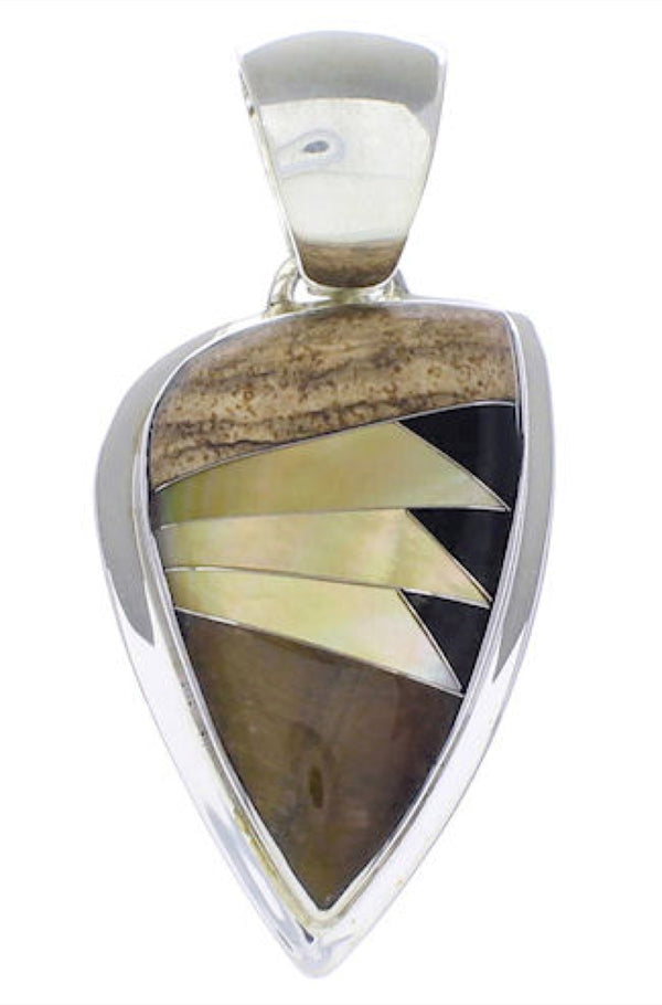 Multicolor Inlay Southwest Jewelry Silver Pendant EX30629