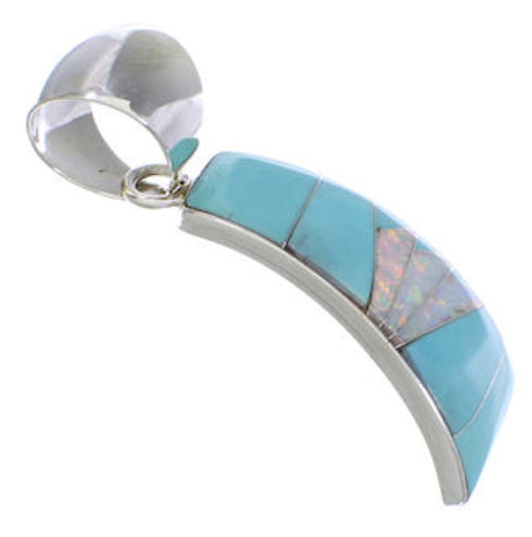Southwest Turquoise And Opal Silver Pendant EX30637